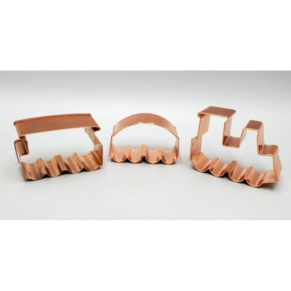 Copper Metal Cookie Cutters Train Locomotive Coal Car Caboose Figural Railroad - Picture 2 of 6